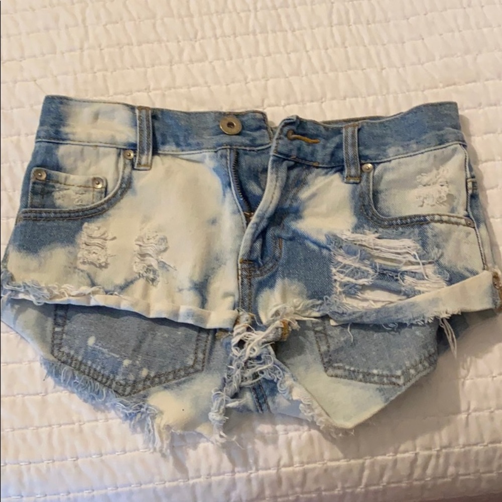 Acid wash jean shorts